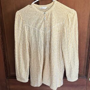 Cotton Lucky Brand Yellow and White Button-Up Women's Top